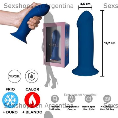 HITSENS 1 - Dildo de Silicona de Doble Densidad (Azul Eléctrico)